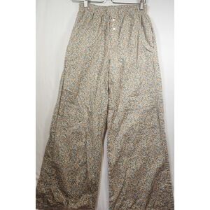 SONS Floral Cotton Wide Leg Lounge Pants Yellow Blue Ditsy Print S/M